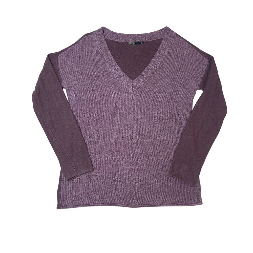 Prana Cedros burgundy 100% organic cotton‎ relaxed tunic v-neck sweater L